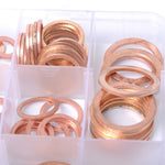 A0394 150Pcs / Set Copper Sealing Washers Flat Rings Gaskets with Plastic Box