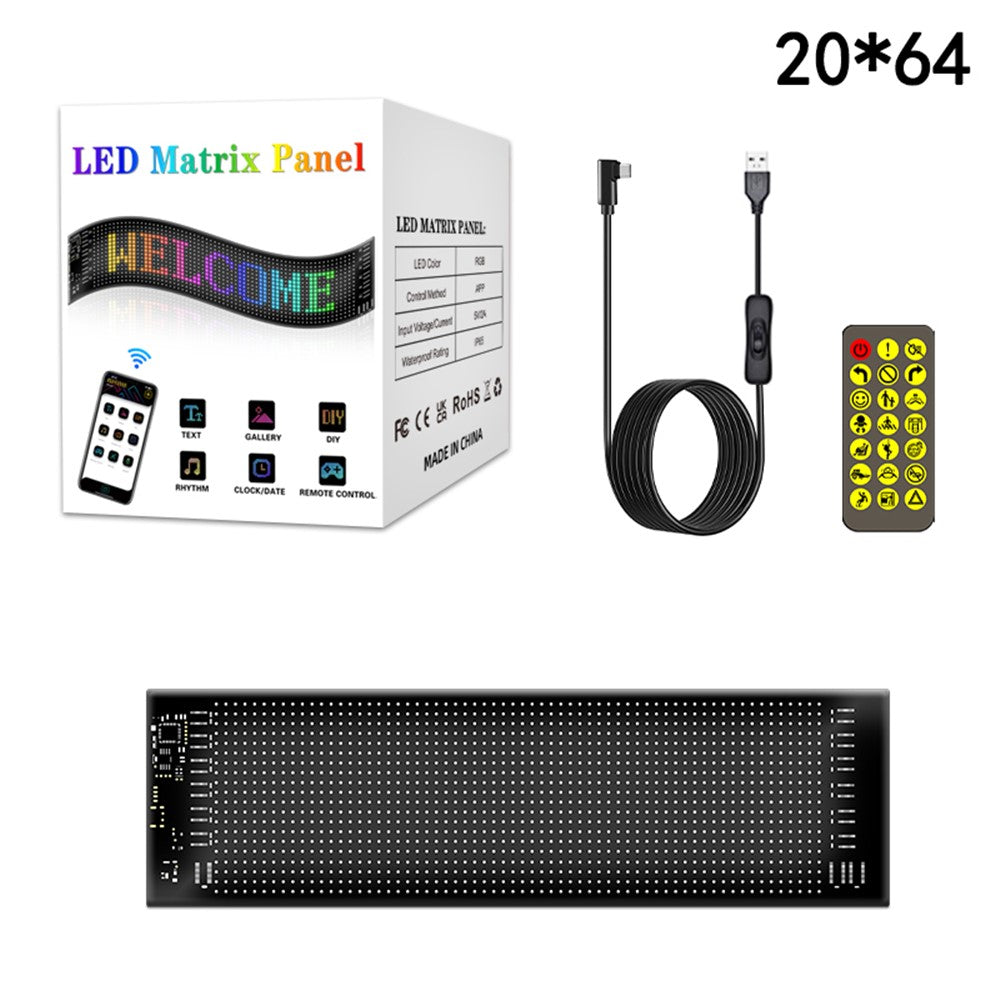 RP1035 102x348mm Vandtæt Fleksibelt LED Matrix Panel Bluetooth-kompatibel APP-styring Biltavle