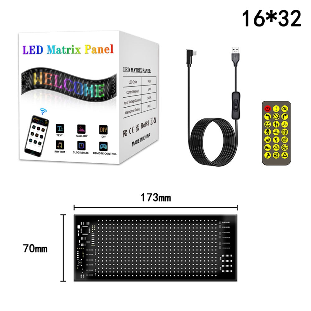 RP717 70x173mm fleksibelt LED-matrixpanel vandtæt Bluetooth-kompatibel APP-styring bilskilt