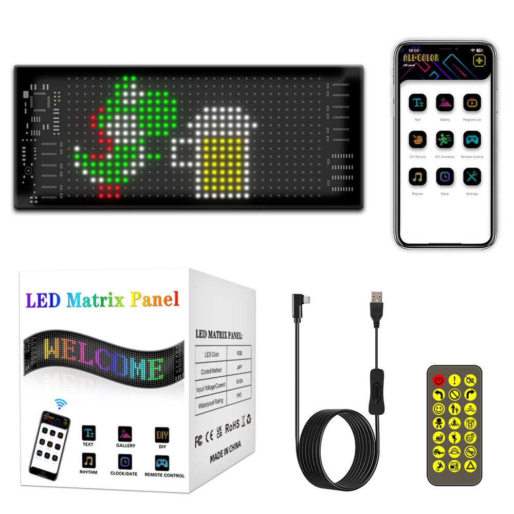 RP717 70x173mm fleksibelt LED-matrixpanel vandtæt Bluetooth-kompatibel APP-styring bilskilt
