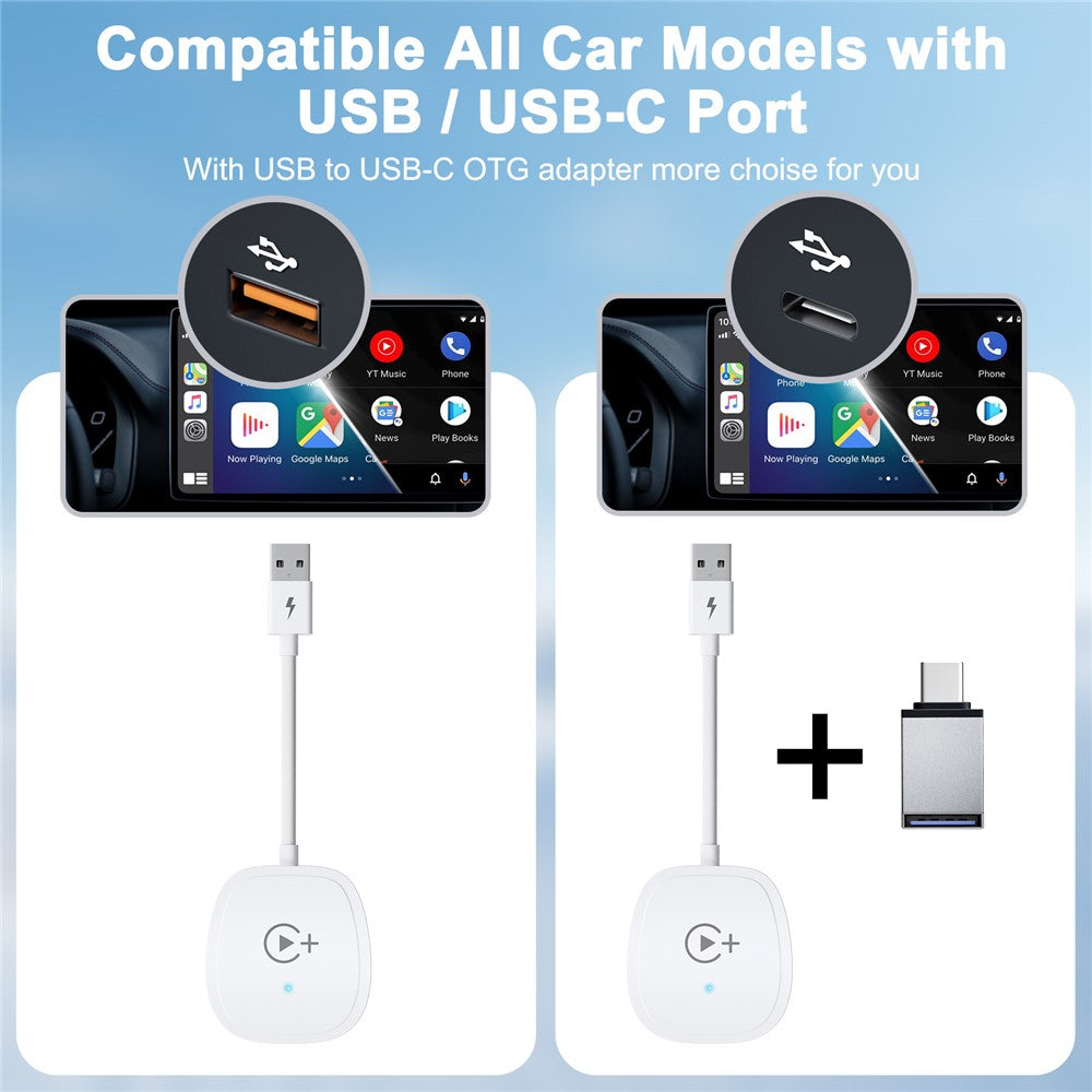 020-7+ Wireless Video / Car Play Adapter Car System Wired to Wireless Car Player Supports YouTube / Netflix / TikTok
