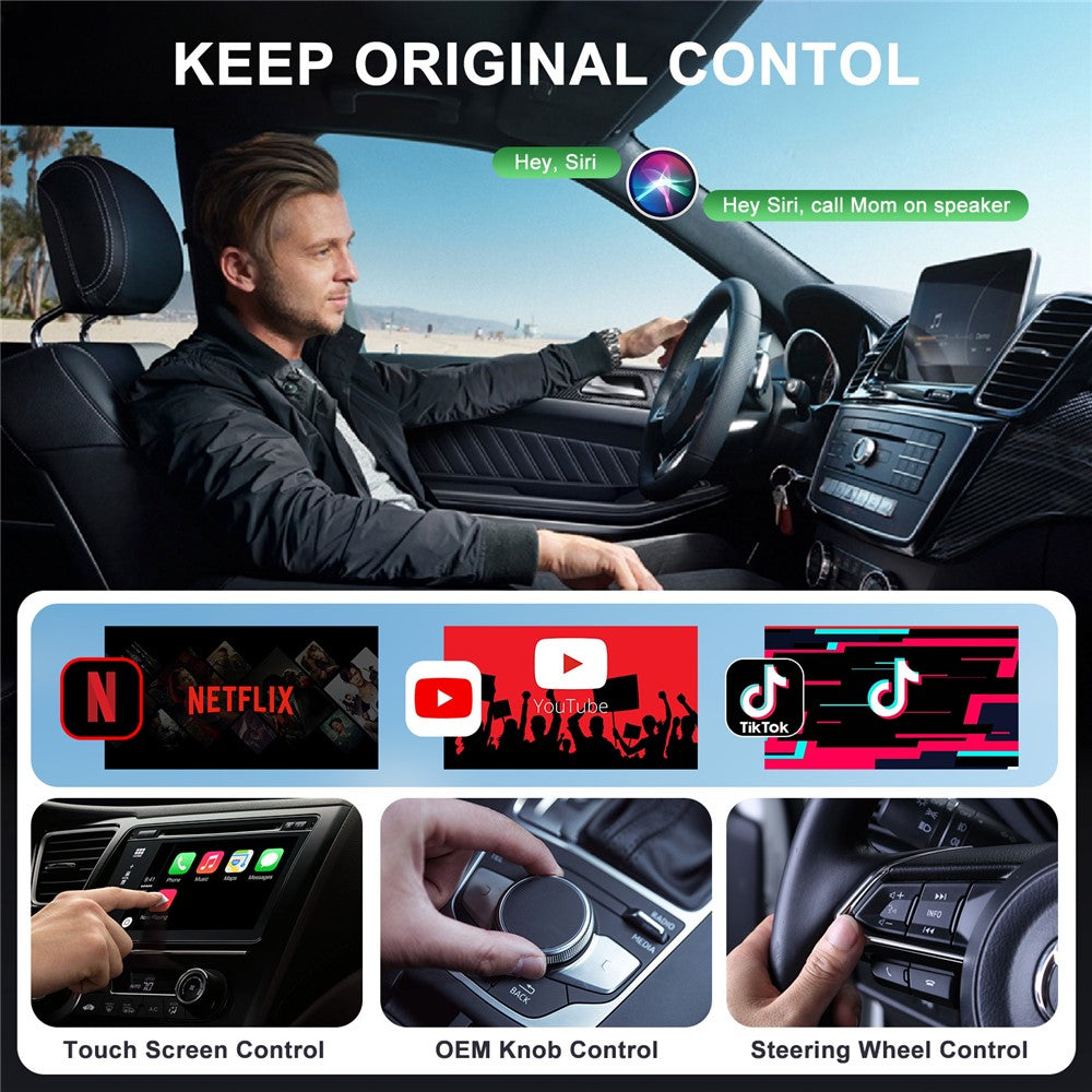020-6+ Wireless CarPlay Adapter Convert Wired to Wireless Carplay Dongle Support YouTube / Netflix / TikTok