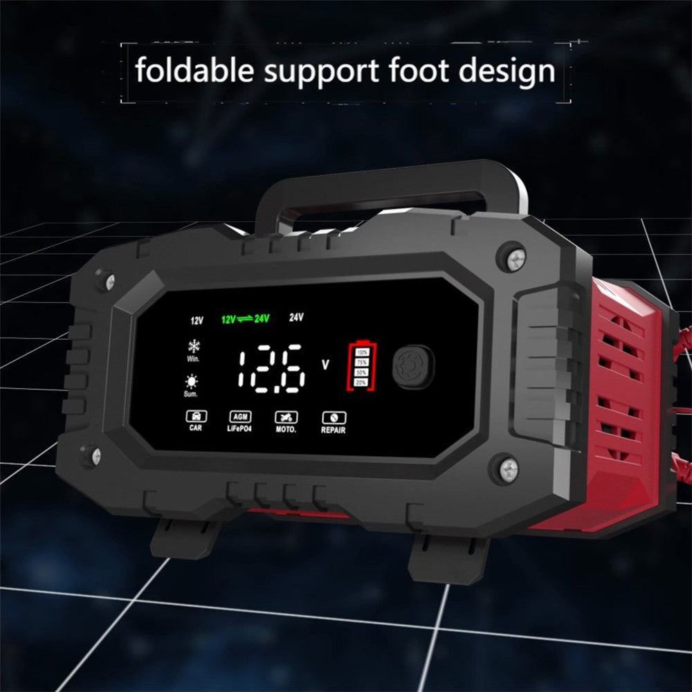 FOXSUR FPT-200 Stor Skærm Bærbar Batterioplader til 12V-24V Motorcykel Bil