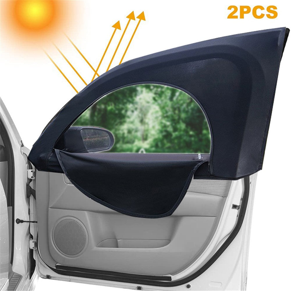 2Pcs Car Side Window Sunshades Stretchable Mesh Curtains Blocking Mosquito (Driver Side+Passenger Side)