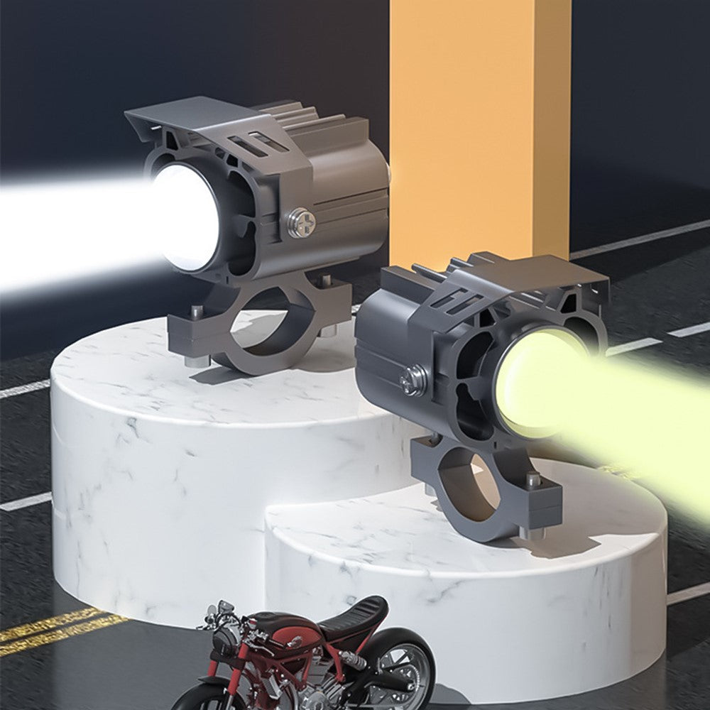 12-85V Motorcykel Elcykel Gul+Vit LED Ljus Vattentät Superstark Spotlight