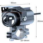 12-85V Motorcykel Elcykel Gul+Vit LED Ljus Vattentät Superstark Spotlight