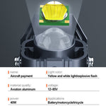 12-85V Motorcykel Elcykel Gul+Vit LED Ljus Vattentät Superstark Spotlight