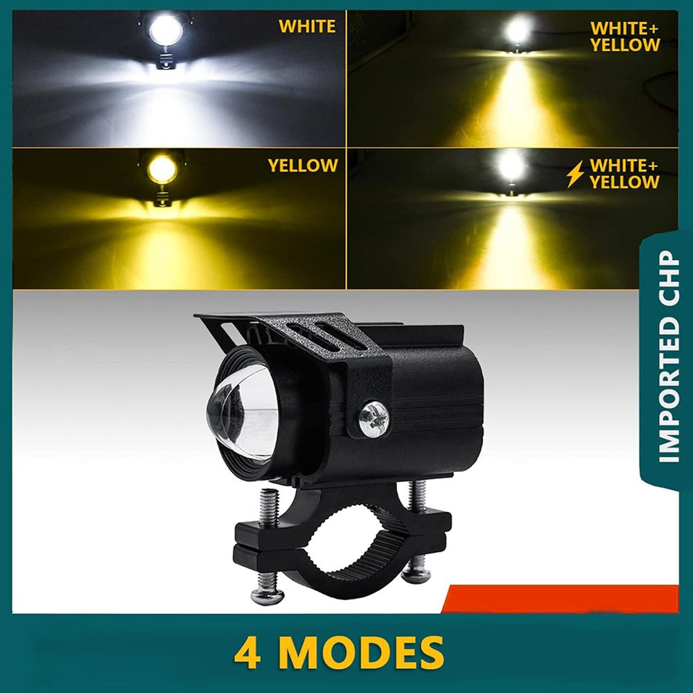 12-85V Motorcykel Elcykel Gul+Vit LED Ljus Vattentät Superstark Spotlight