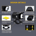 12-85V Motorcykel Elcykel Gul+Vit LED Ljus Vattentät Superstark Spotlight