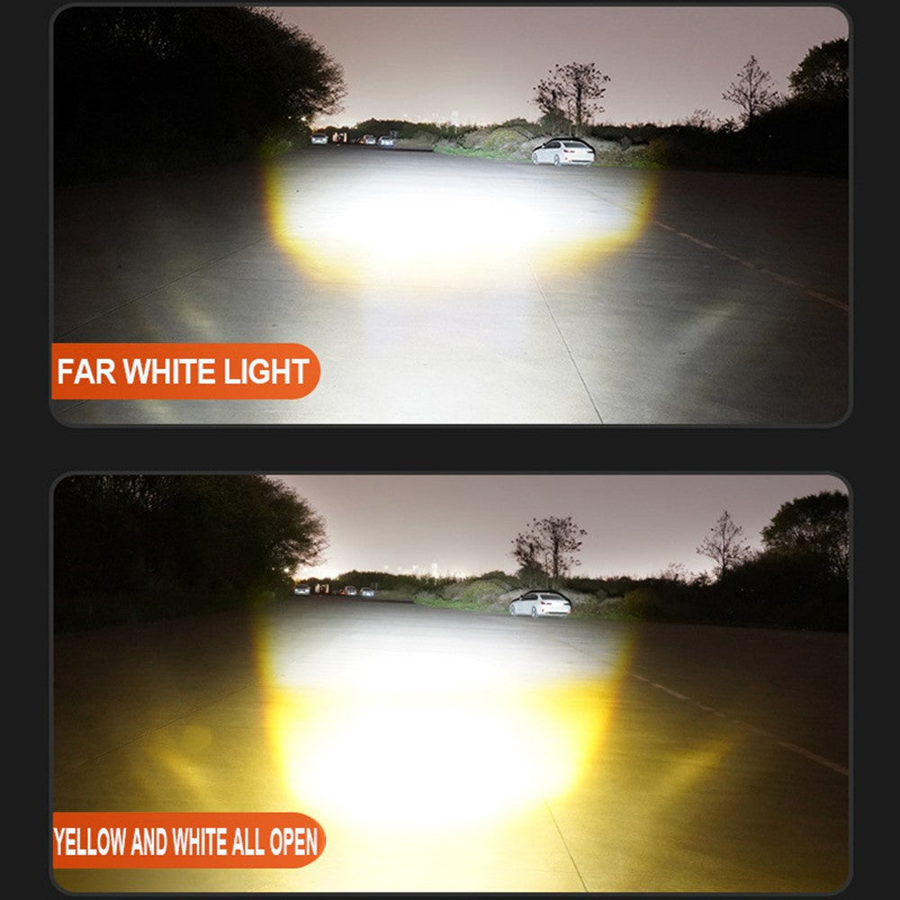 12-85V Motorcykel Elcykel Gul+Vit LED Ljus Vattentät Superstark Spotlight