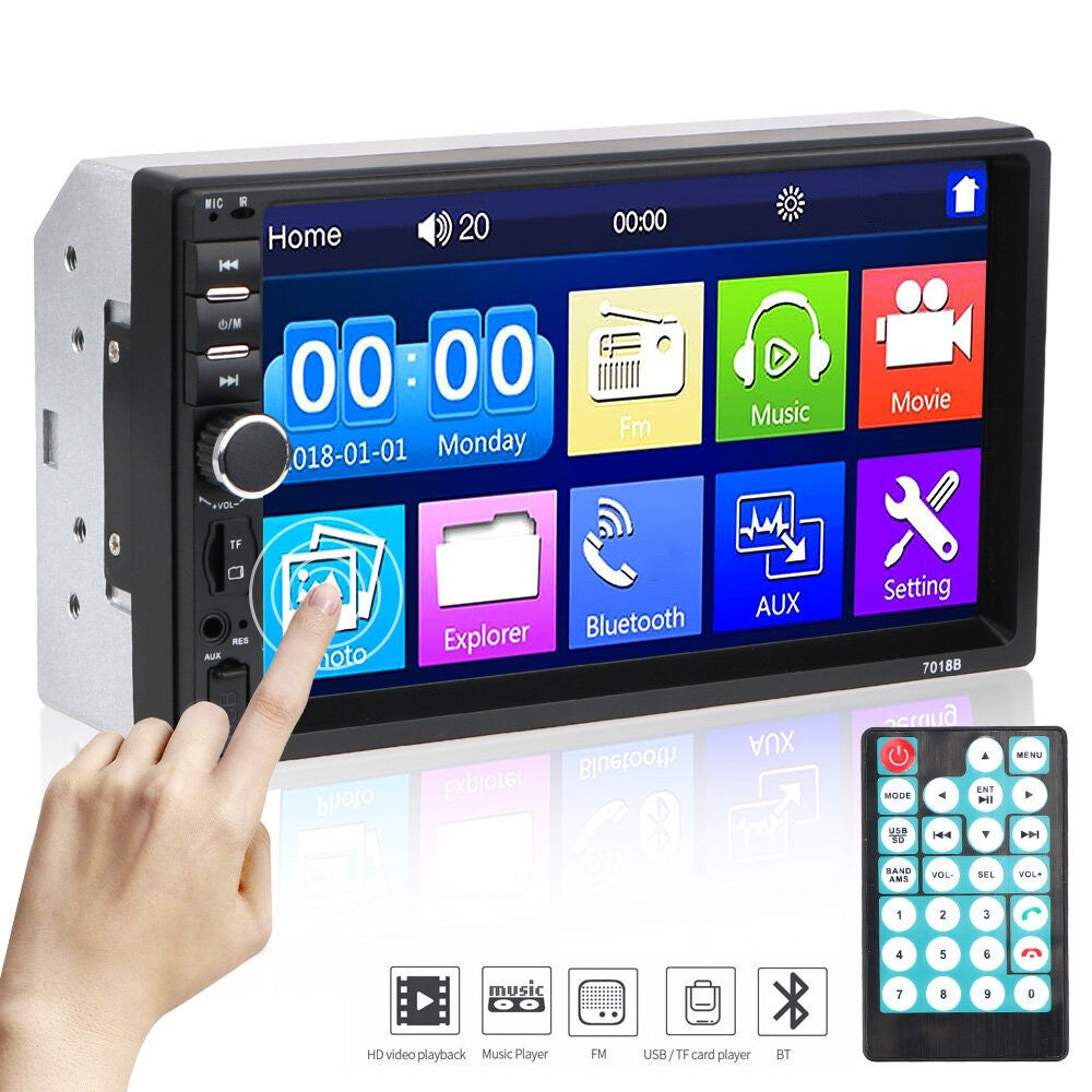 7012B 7 inch Touch Screen Bluetooth-compatible HD Multimedia Player 2 Din Car FM Radio Reversing Display Music Video Player