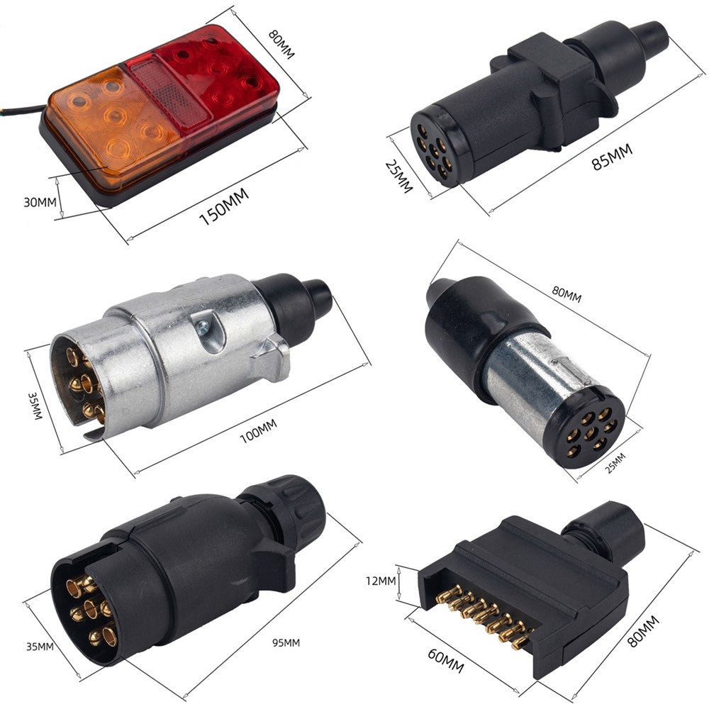 A4132 10-LED Tail Light Kit for 12V Truck, Trailer Vehicles Waterproof Turn Signal Light with 8m 5-Core Cable / Cable Ties