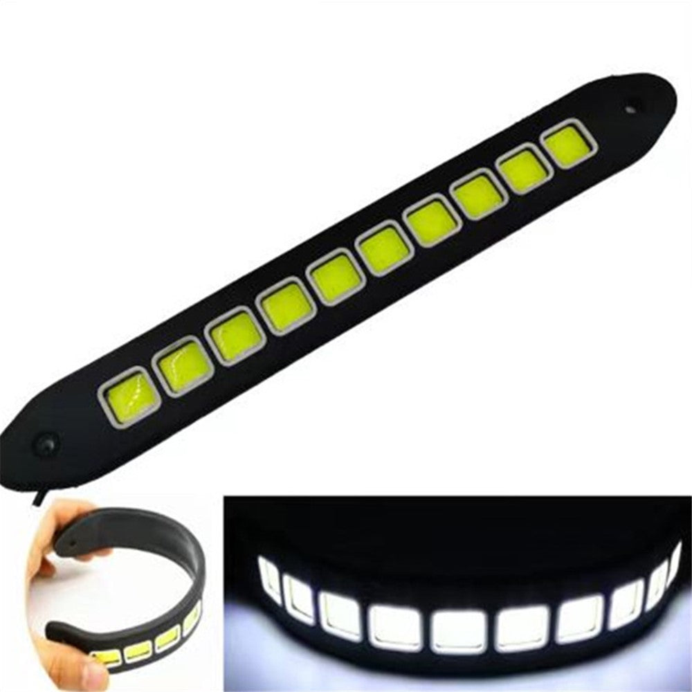 Car Light Strip 10-LED Soft Silicone Flexible SUV Lamp Auto Daytime Running Light for Improving Safety