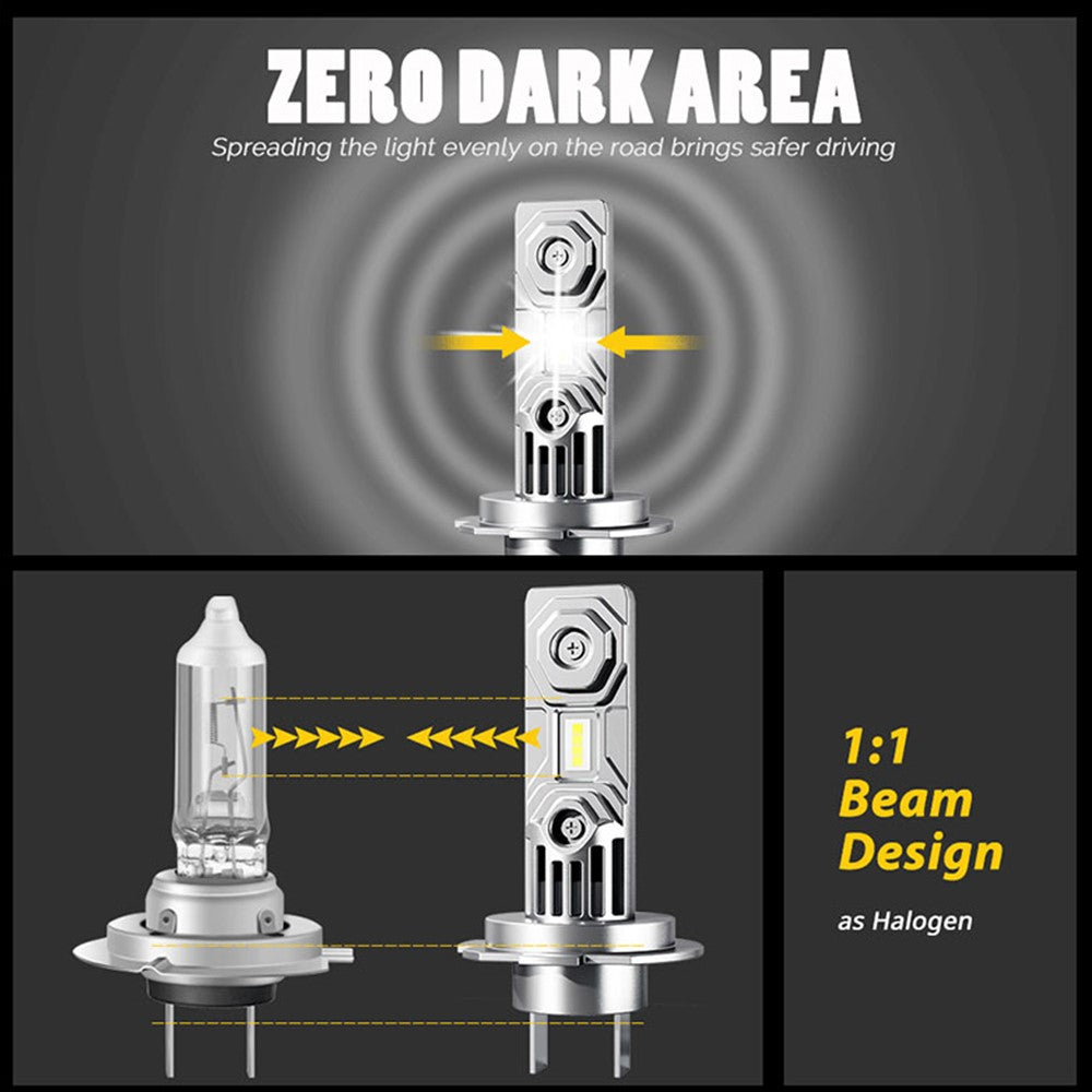 HAIZG 2Pcs H7 Car LED Head Lamp Bulbs 10000LM 50W Aviation Grade Aluminum LED Headlight