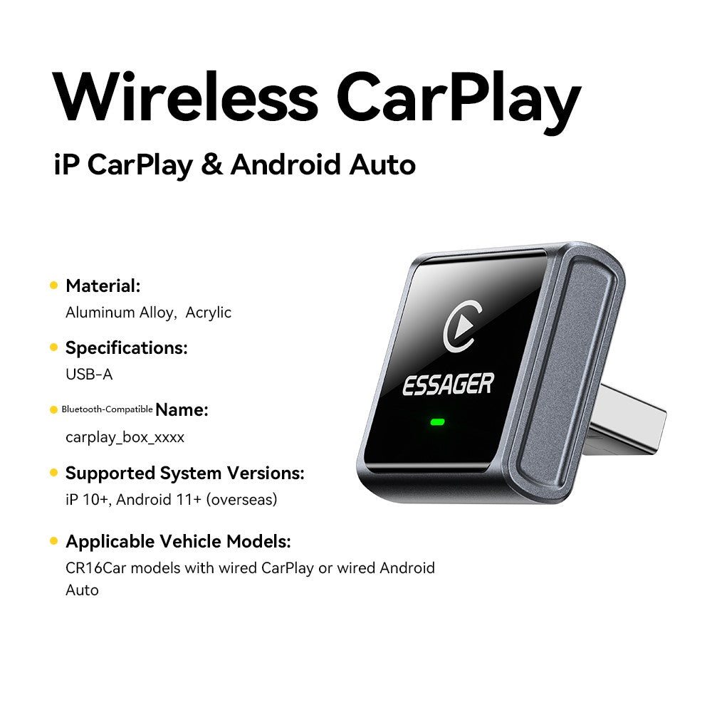 ESSAGER CP027 Wireless CarPlay Adapter Convert Wired to Wireless Auto Dongle for iPhone Android