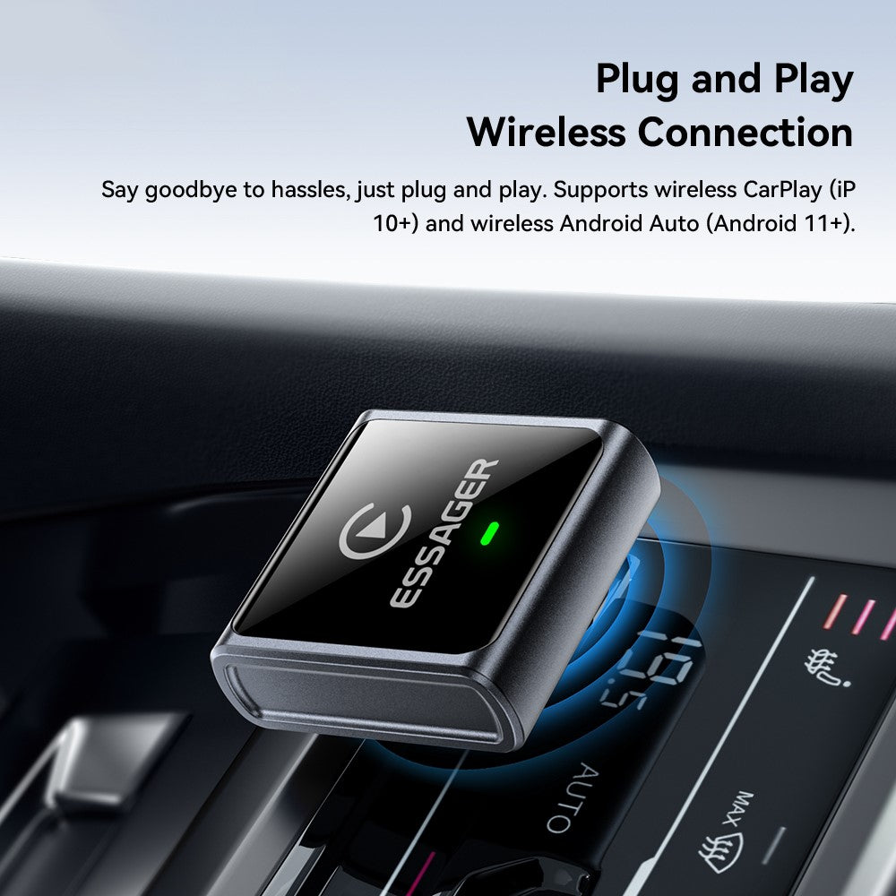 ESSAGER CP027 Wireless CarPlay Adapter Convert Wired to Wireless Auto Dongle for iPhone Android