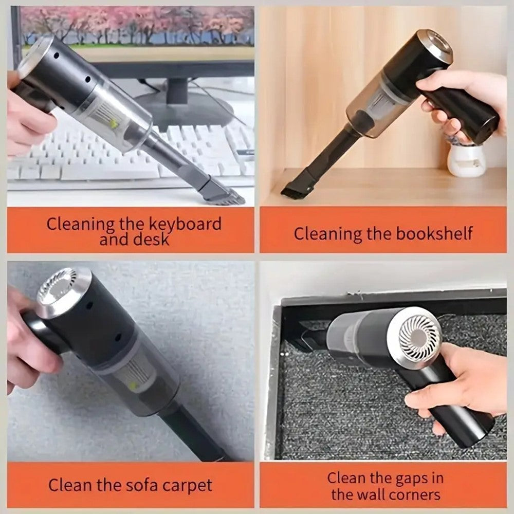 Rechargeable Car Vacuum Cleaner High Power Handheld Car Home Cleaning Tool, 800mAh Battery