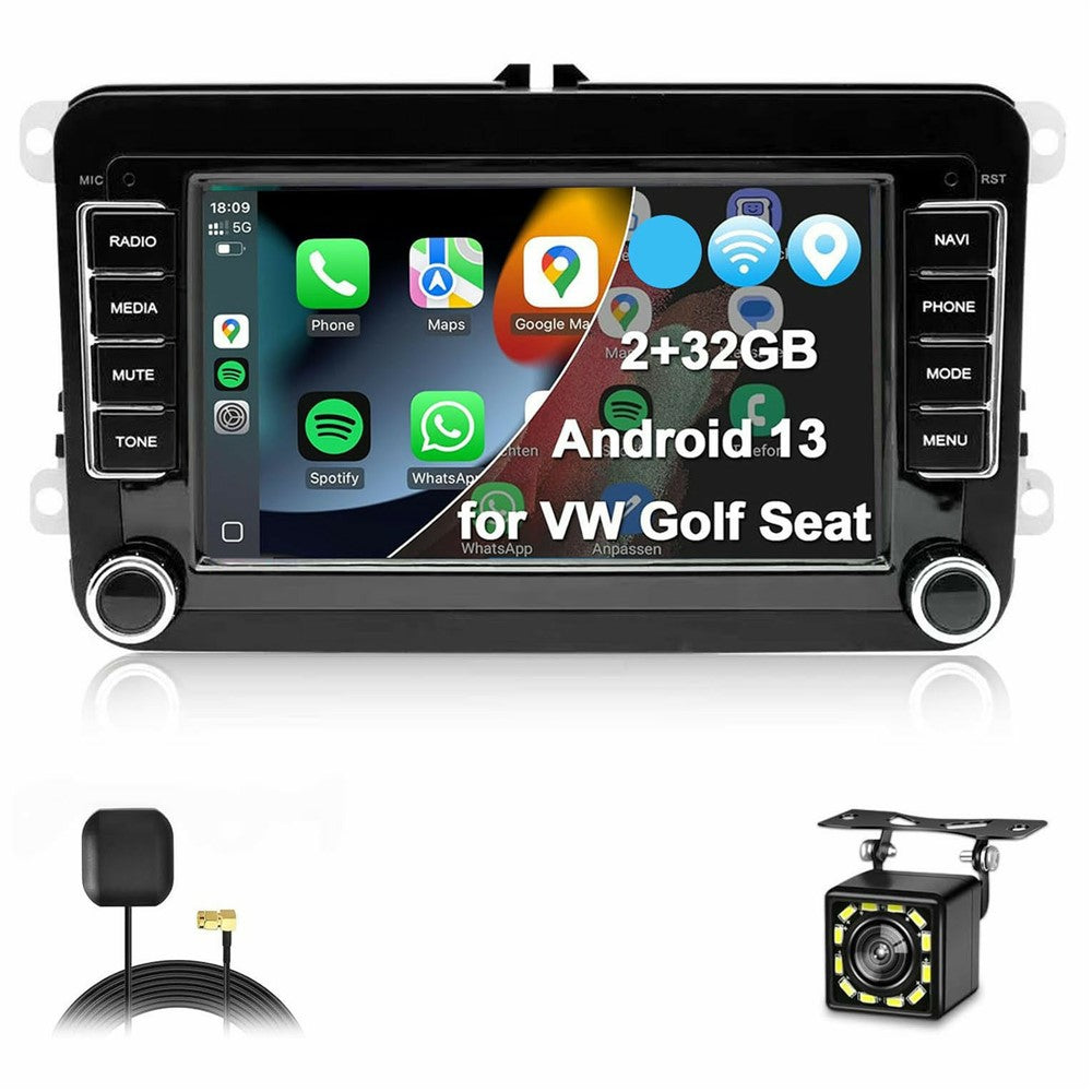 7-tommers Android 13-bilstereo til Volkswagen Jetta / Beetle / Tigen / Passat / Golf / Polo / Mainz / Turan / Bora / Yada / Skoda Octavia / SEAT Altay 2 GB + 32 GB trådløs CarPlay-pegeskærm-bilradio