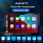 R911C 2+32GB 9 tommer Android 15 Trådløs CarPlay Android Auto GPS navigationsskærm med 12-LED bakkamera