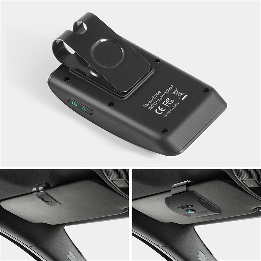 SP09 Visir Bluetooth-kompatibel 4.2 Håndfrit bilsæt Multipoint Højttalertelefon Automatisk tænd/sluk
