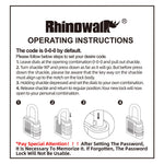RHINOWALK XM10202 3-digit Combination Lock for Motorcycle Bag Zinc Alloy Anti-Theft Luggage Lock