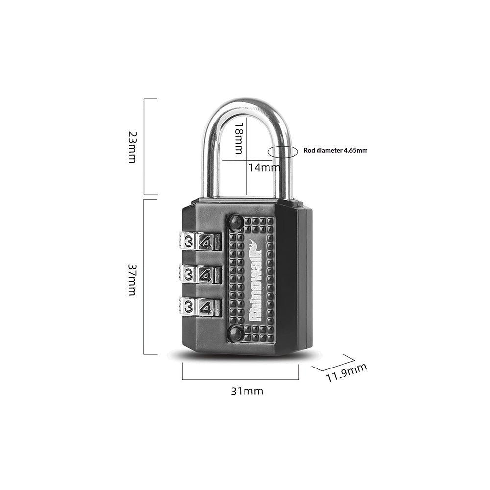 RHINOWALK XM10203 Motorcycle Bag Security Lock Zinc Alloy 3-Digit Anti Theft Combination Lock