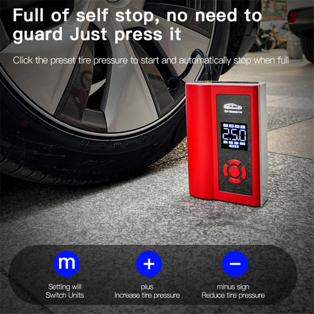 Multifunctional 7800mAh Car Jump Starter Digital Display Tire Inflator LED Flashlight Phone Power Bank