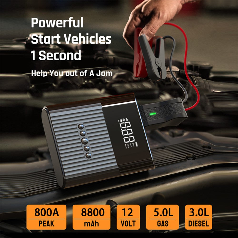 SUITU ST-5517 3-i-1 150PSI Dækpumpe 12V Bil Startbooster 8800mAh Powerbank