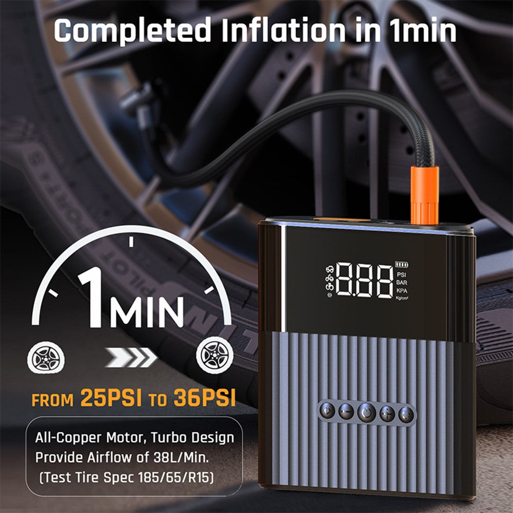 SUITU ST-5517 3-i-1 150PSI Dækpumpe 12V Bil Startbooster 8800mAh Powerbank