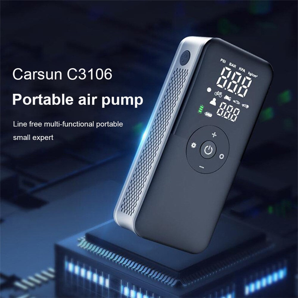 CARSUN C3106 Mini Portable Motorcycle Air Pump Digital Display Car Inflatable Pump Supports Power Bank Function