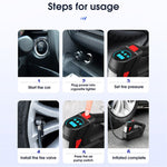 CARSUN C2814 Portable Tire Inflator Digital Air Compressor 12V DC Tire Air Pump with Emergency LED Light