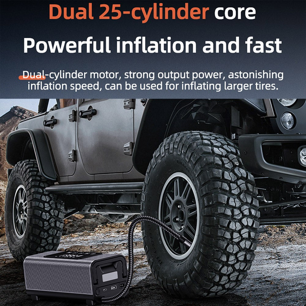 CARSUN T2500-2 Double Cylinder Smart Tire Inflator Digital Display Touch Screen Air Pump