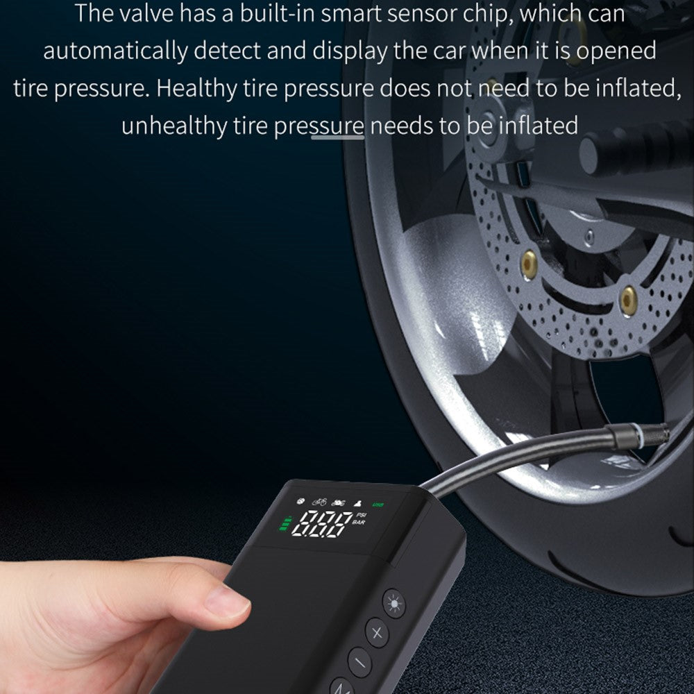 CARSUN C2812 Bærbar luftpumpe i aluminiumlegering digital luftpumpe med lys og powerbankfunktion