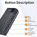 CARSUN C2812 Bærbar luftpumpe i aluminiumlegering digital luftpumpe med lys og powerbankfunktion