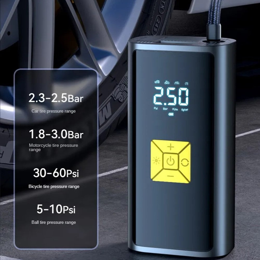 CQB-9620 Bærbar Trådløs Dækpumpe Digitalt Display Bilpumpe med LED-lys Power Bank Funktion