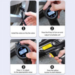 12V Wired Digital Car Tyre Inflator Portable Air Compressor with 3 Nozzle Adaptors and LED Light