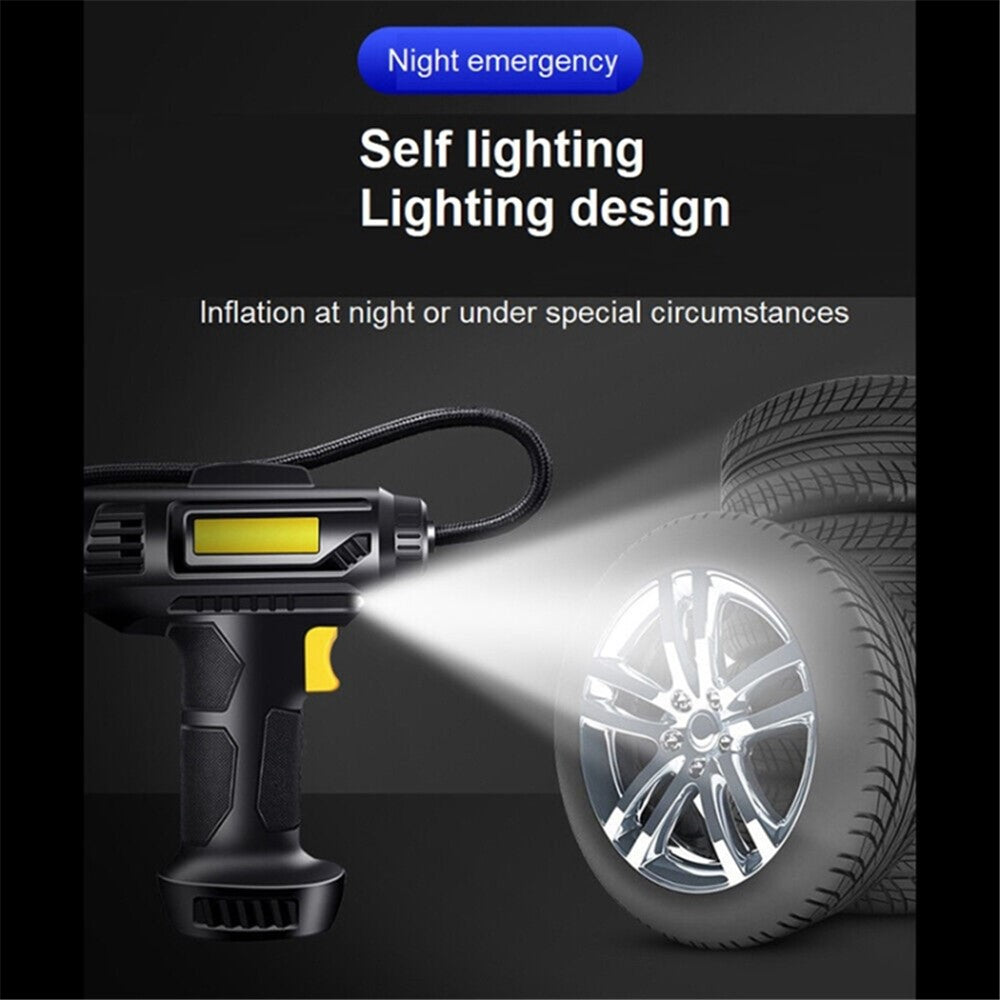 Cordless Tyre Inflator Air Compressor Digital Rechargeable Car Tire Pump with LED Light