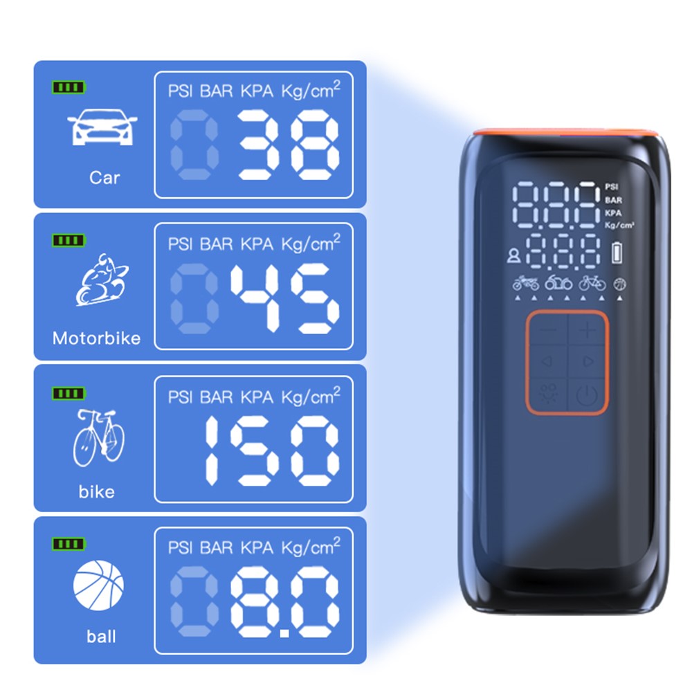WG01 Multi-Function Portable Car Tire Inflator Electric Wireless Air Pump with Power Bank Function