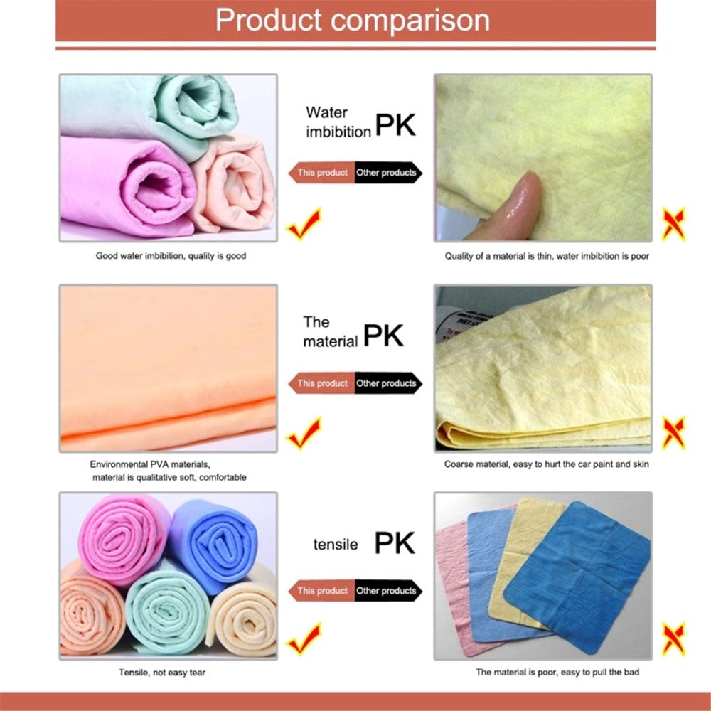 43 x 32 x 0,2 cm superabsorberande mjuk PVA-duk bilrengöringshandduk hår snabbtorkande handduk