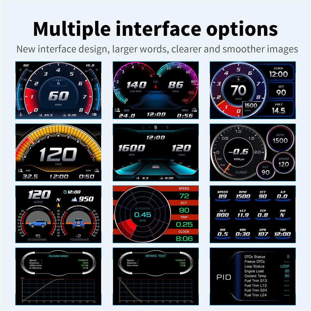 P26 Car HUD OBD GPS Head-Up Display LCD Speedometer with RPM Fuel Consumption and Slope Meter