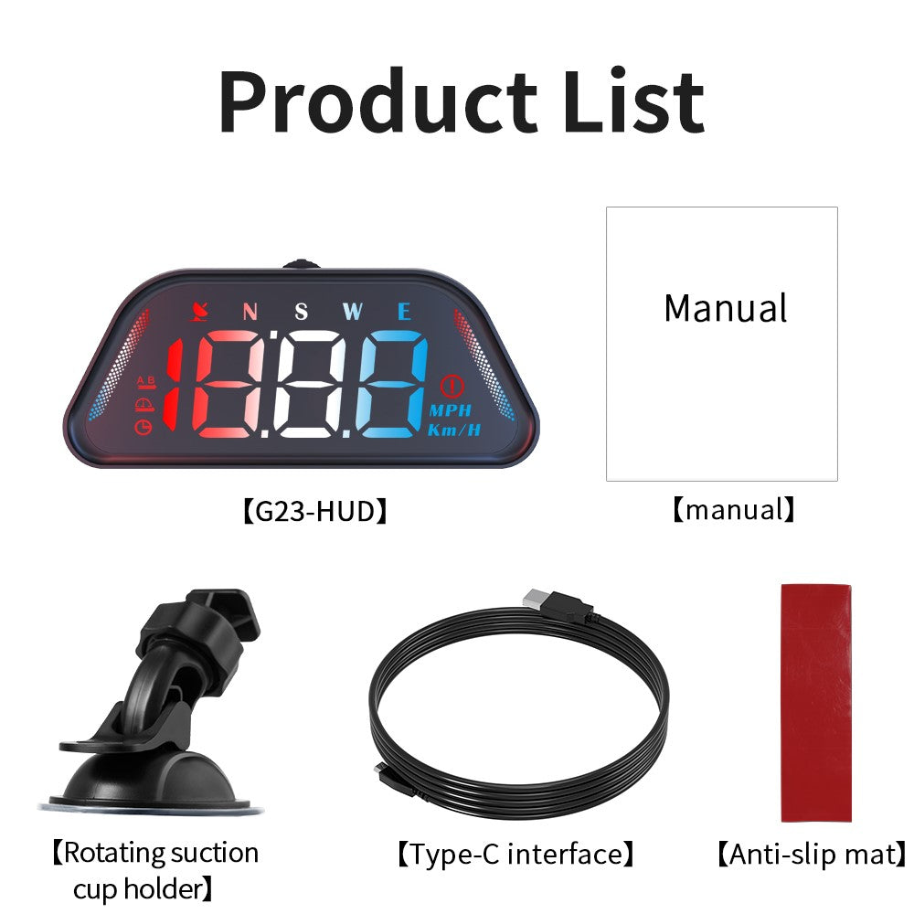 G23 GPS HUD Head-Up Display Universal Car Speedometer with Compass Altitude Auto On / Off