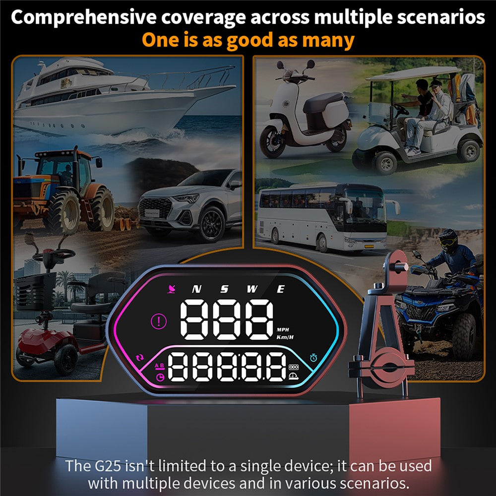 G25 Universal GPS Speedometer IP68 Vandtæt HUD Head-Up Display til Bil Motorcykel