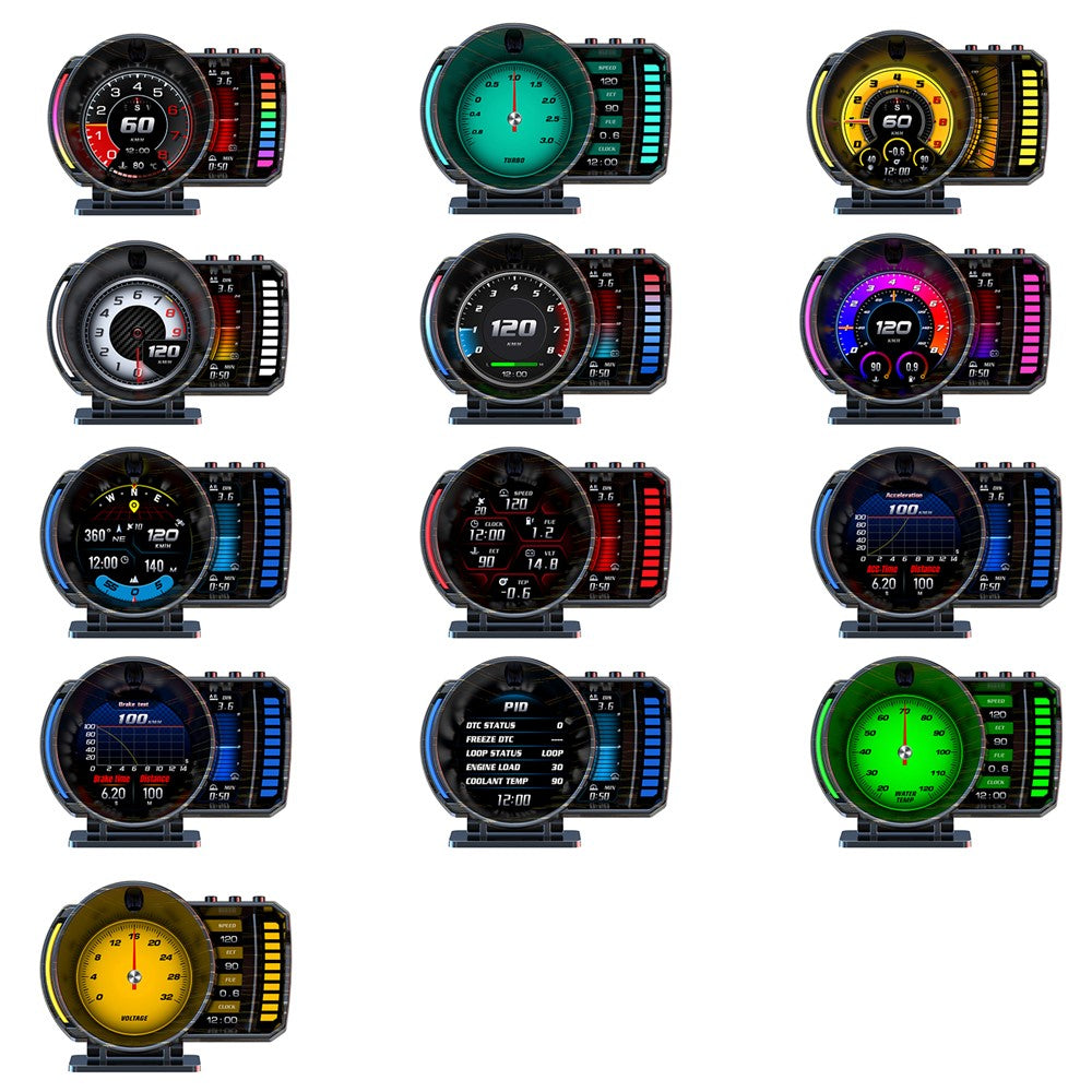 P28 3,5 tommer LCD OBD2+GPS dobbelt system bil HUD Head-Up Display med RGB-stemningslys