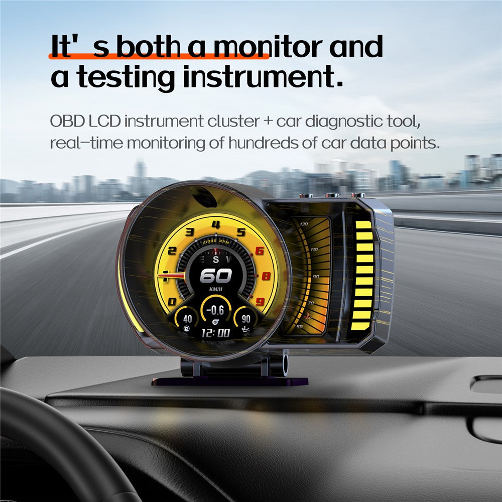 P28 3,5 tommer LCD OBD2+GPS dobbelt system bil HUD Head-Up Display med RGB-stemningslys