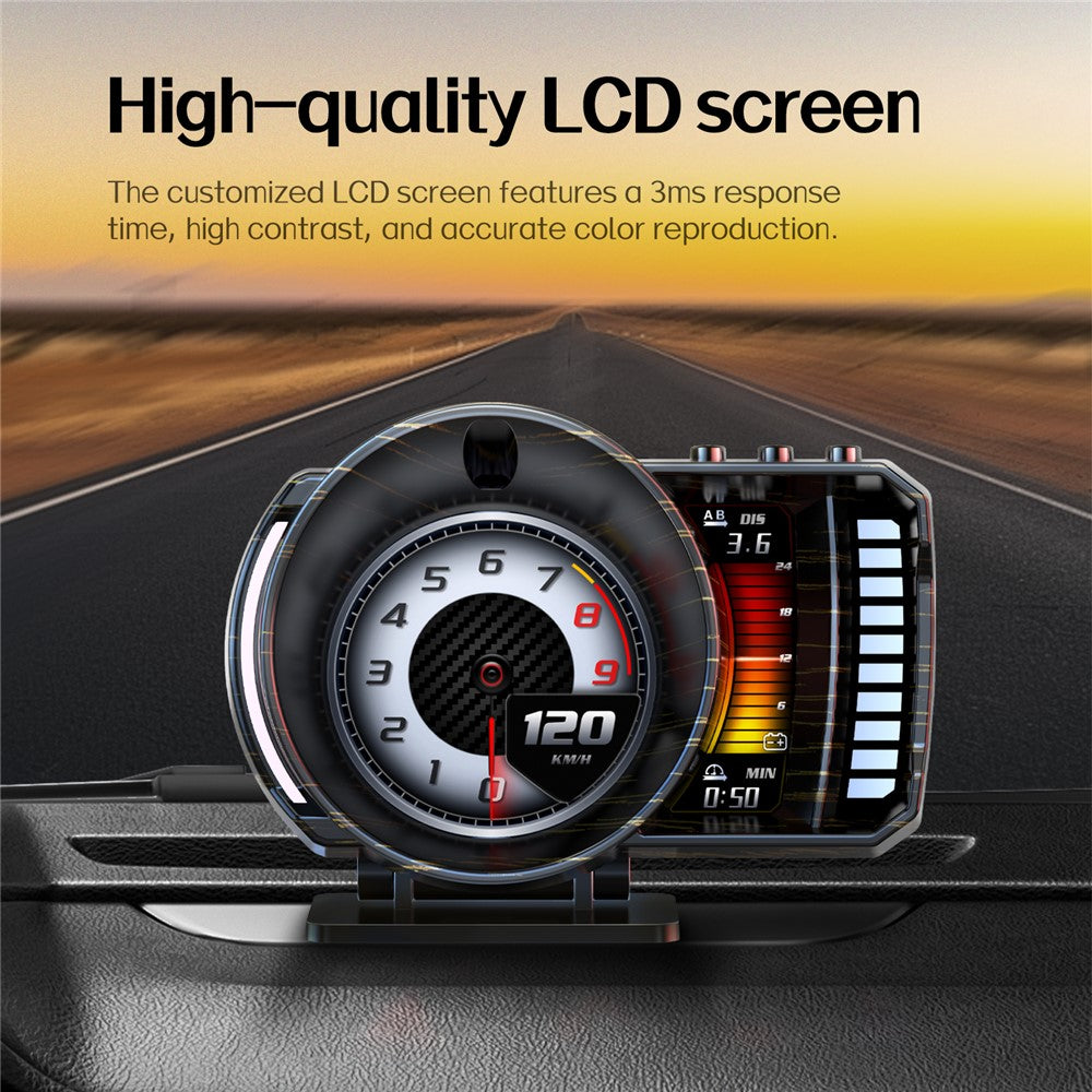 P28 3,5 tommer LCD OBD2+GPS dobbelt system bil HUD Head-Up Display med RGB-stemningslys