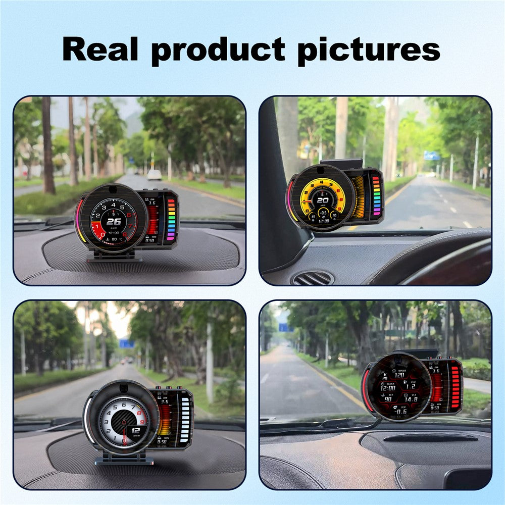 P28 3,5 tommer LCD OBD2+GPS dobbelt system bil HUD Head-Up Display med RGB-stemningslys