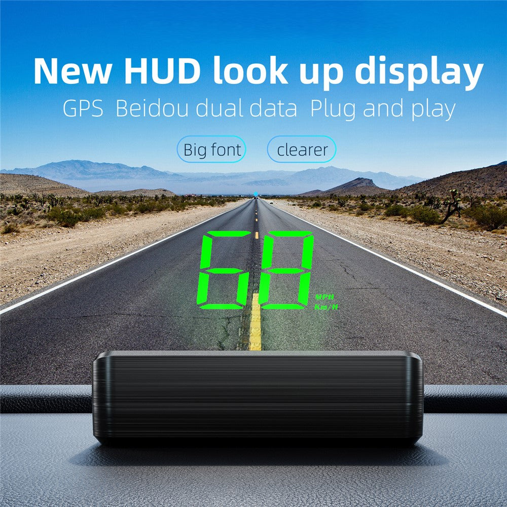 M2 HUD Head-Up Display Dual Mode GPS + BeiDou 10Hz Speedometer Type-C Strømforsynet til bil