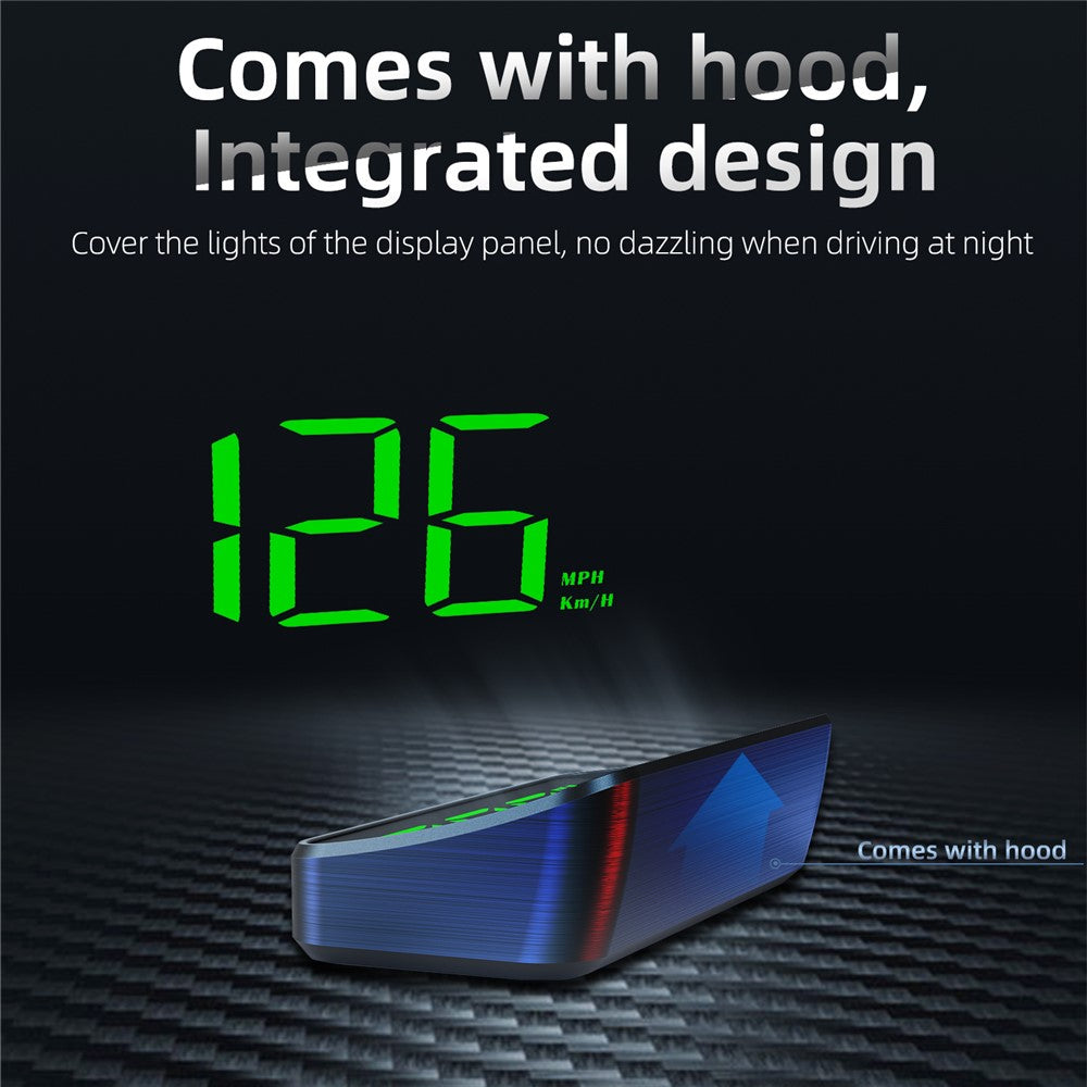 M2 HUD Head-Up Display Dual Mode GPS + BeiDou 10Hz Speedometer Type-C Strømforsynet til bil