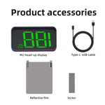 M2 HUD Head-Up Display Dual Mode GPS + BeiDou 10Hz Speedometer Type-C Strømforsynet til bil