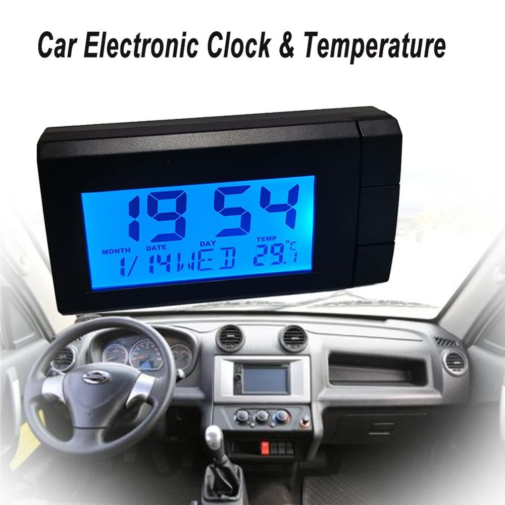CT66 Bil LCD Digitalt Ur & Temperatur 2 i 1 Bilur Termometer Bilpynt Elektronisk Ur